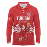 Custom Tunisia Football Long Sleeve Polo Shirt Eagles of Carthage Rise - African Pride
