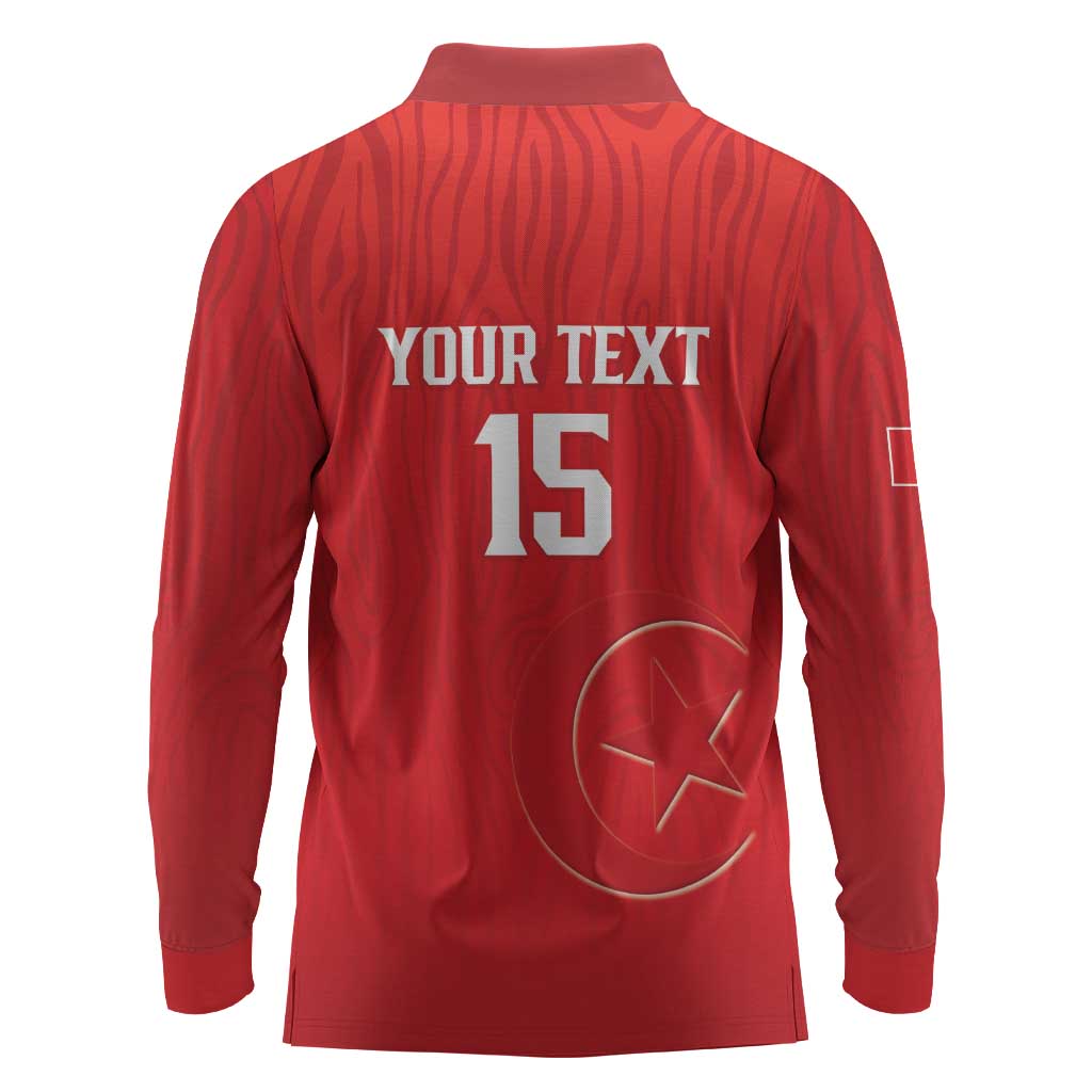 Custom Tunisia Football Long Sleeve Polo Shirt Eagles of Carthage Rise - African Pride