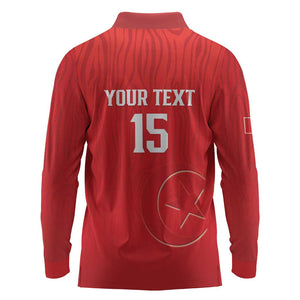 Custom Tunisia Football Long Sleeve Polo Shirt Eagles of Carthage Rise - African Pride