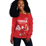 Custom Tunisia Football Off Shoulder Sweater Eagles of Carthage Rise - African Pride