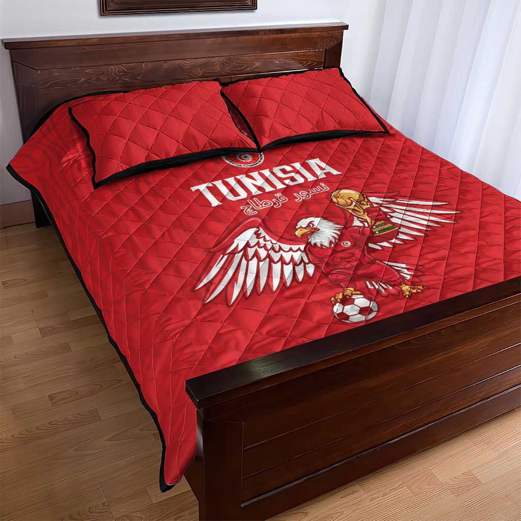 Tunisia Football Quilt Bed Set Eagles of Carthage Rise - African Pride