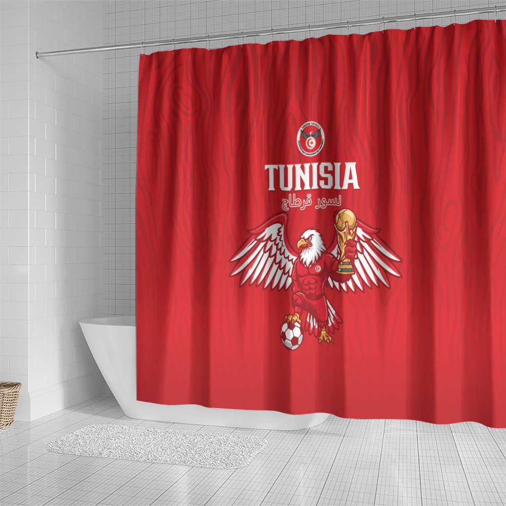 Tunisia Football Shower Curtain Eagles of Carthage Rise - African Pride