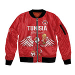 Custom Tunisia Football Sleeve Zip Bomber Jacket Eagles of Carthage Rise - African Pride
