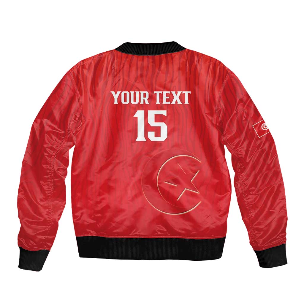 Custom Tunisia Football Sleeve Zip Bomber Jacket Eagles of Carthage Rise - African Pride