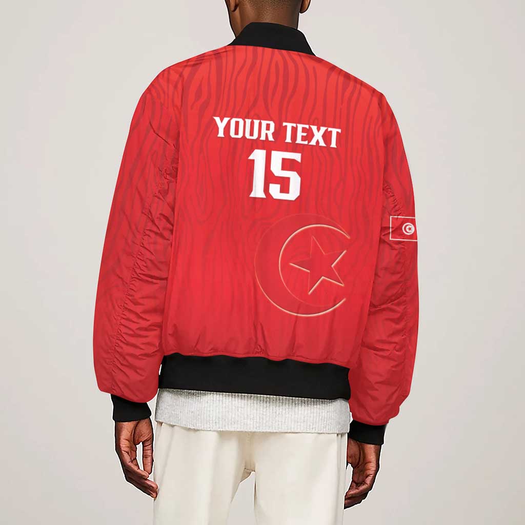 Custom Tunisia Football Sleeve Zip Bomber Jacket Eagles of Carthage Rise - African Pride