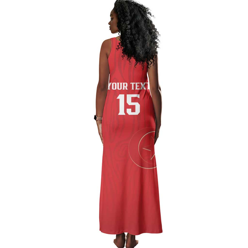 Custom Tunisia Football Tank Maxi Dress Eagles of Carthage Rise - African Pride