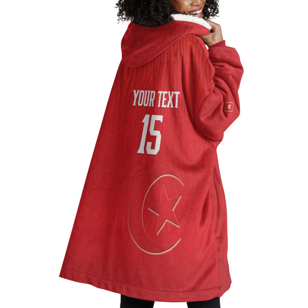 Custom Tunisia Football Wearable Blanket Hoodie Eagles of Carthage Rise - African Pride
