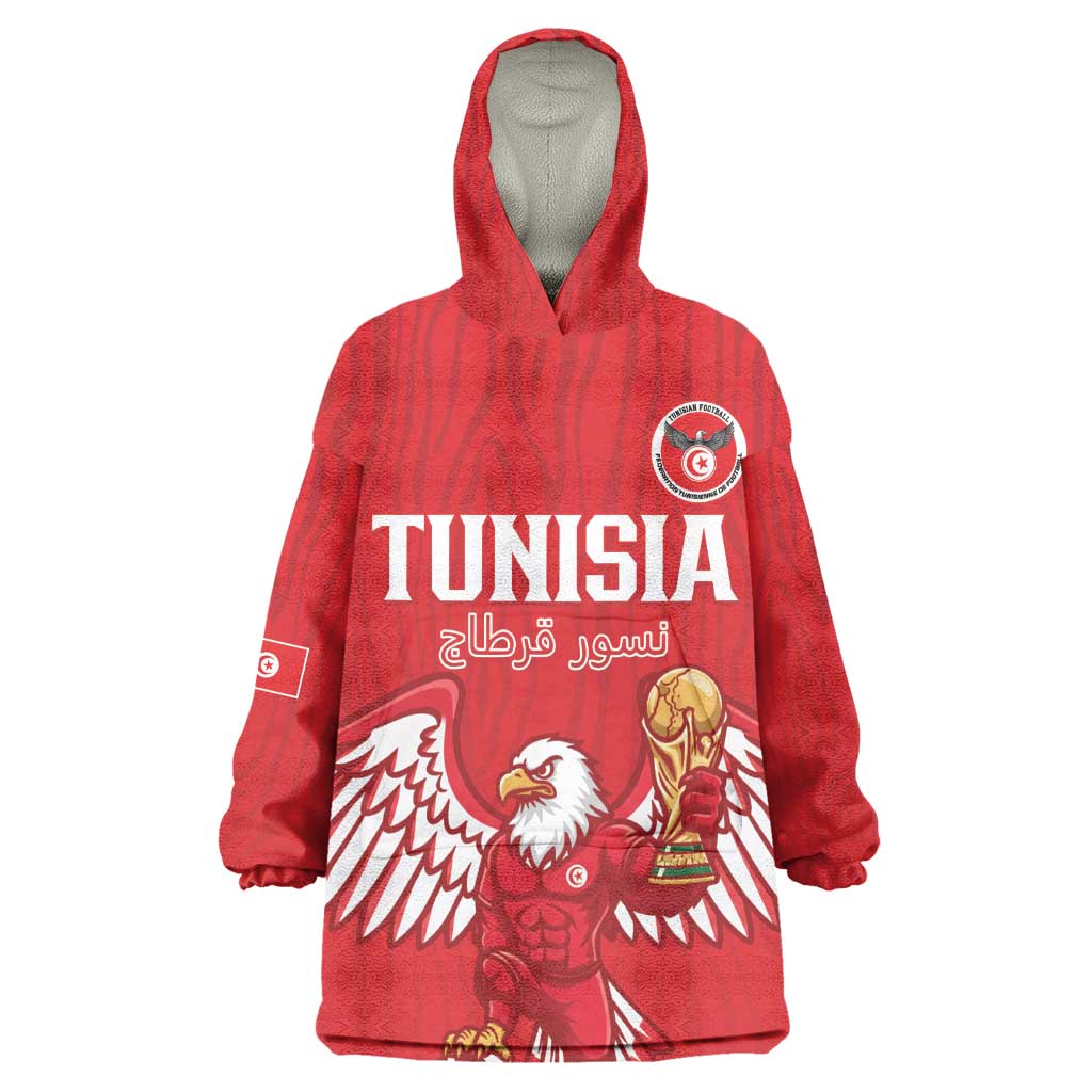 Custom Tunisia Football Wearable Blanket Hoodie Eagles of Carthage Rise - African Pride