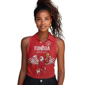 Custom Tunisia Football Women Sleeveless Polo Shirt Eagles of Carthage Rise - African Pride