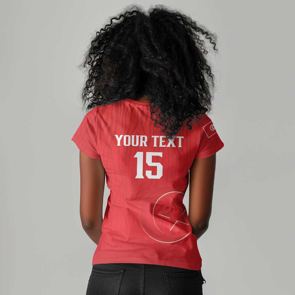 Custom Tunisia Football Women V-Neck T-Shirt Eagles of Carthage Rise LT15