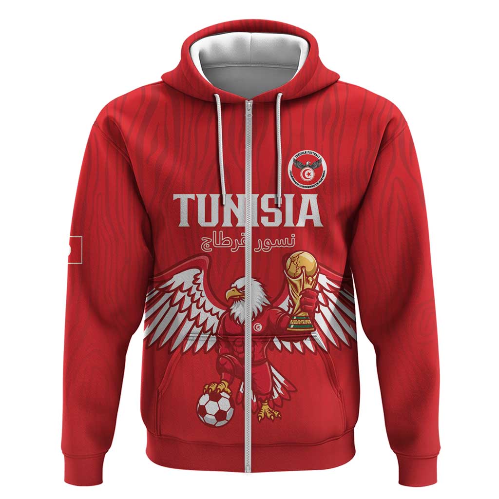 Custom Tunisia Football Zip Hoodie Eagles of Carthage Rise - African Pride