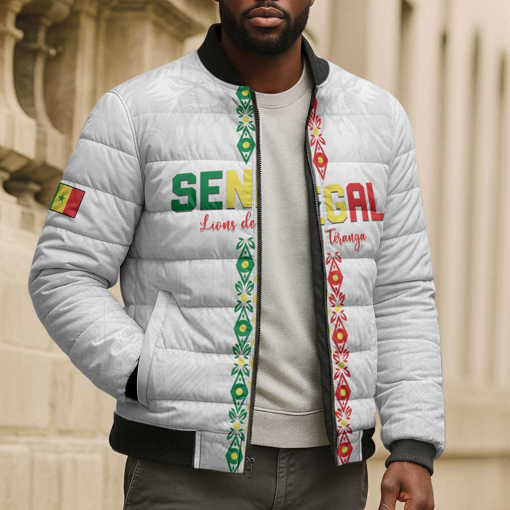 Custom Senegal Football Bomber Puffer Jacket Go Champions Lions de la Teranga - African Pride