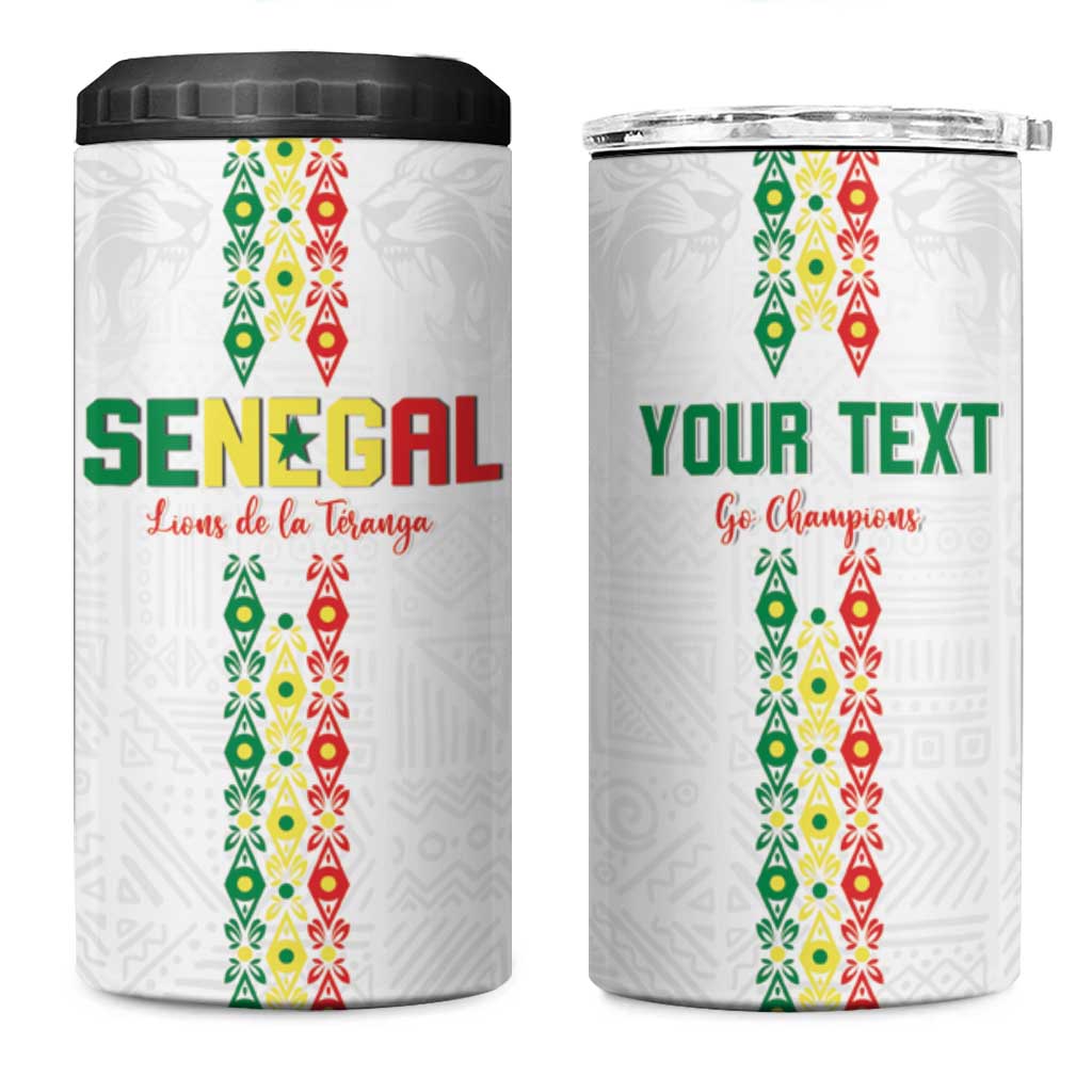 Custom Senegal Football 4 in 1 Can Cooler Tumbler Go Champions Lions de la Teranga - African Pride