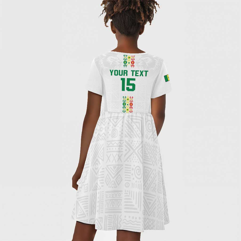 Custom Senegal Football Kid Short Sleeve Dress Go Champions Lions de la Teranga LT15