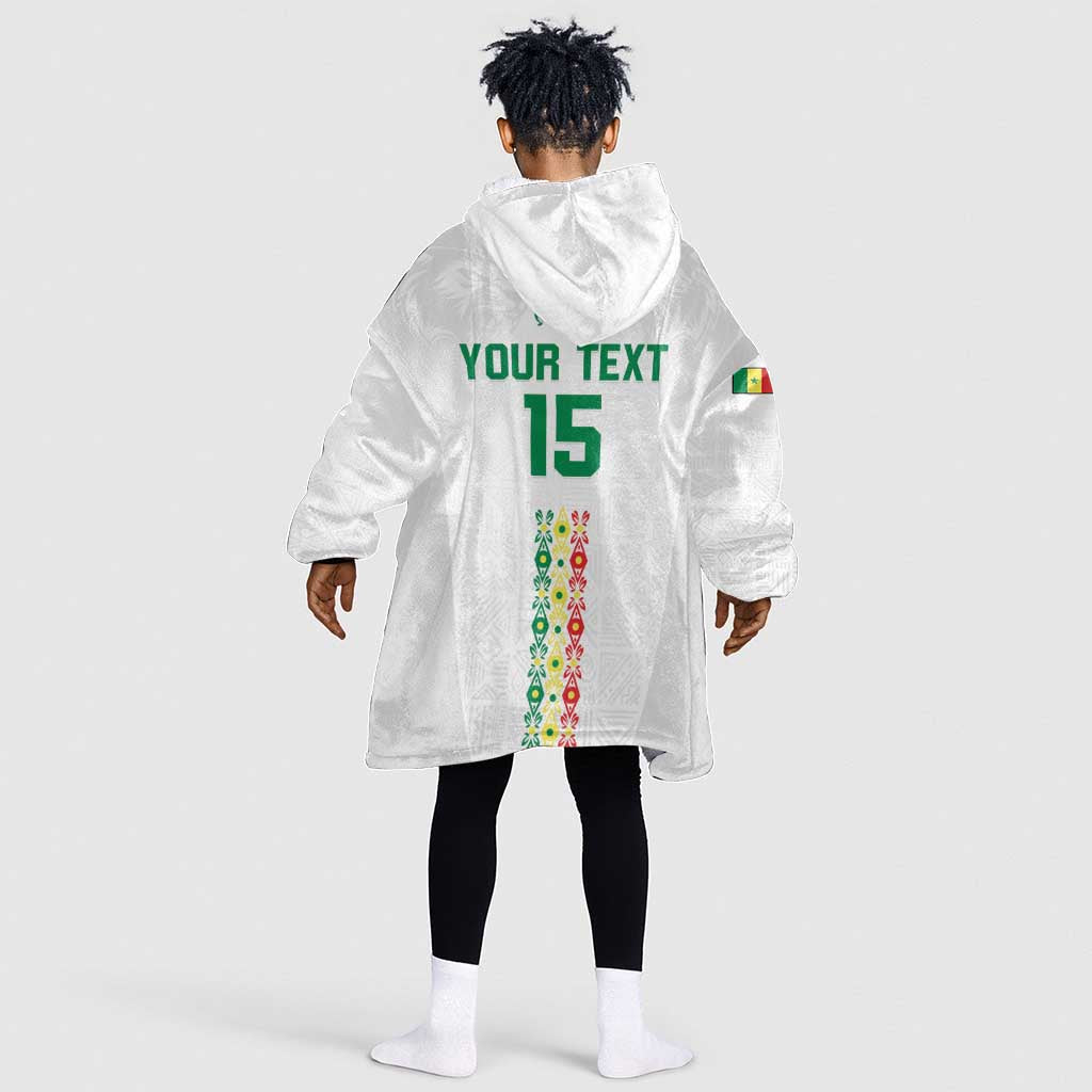 Custom Senegal Football Kid Wearable Blanket Hoodie Go Champions Lions de la Teranga - African Pride