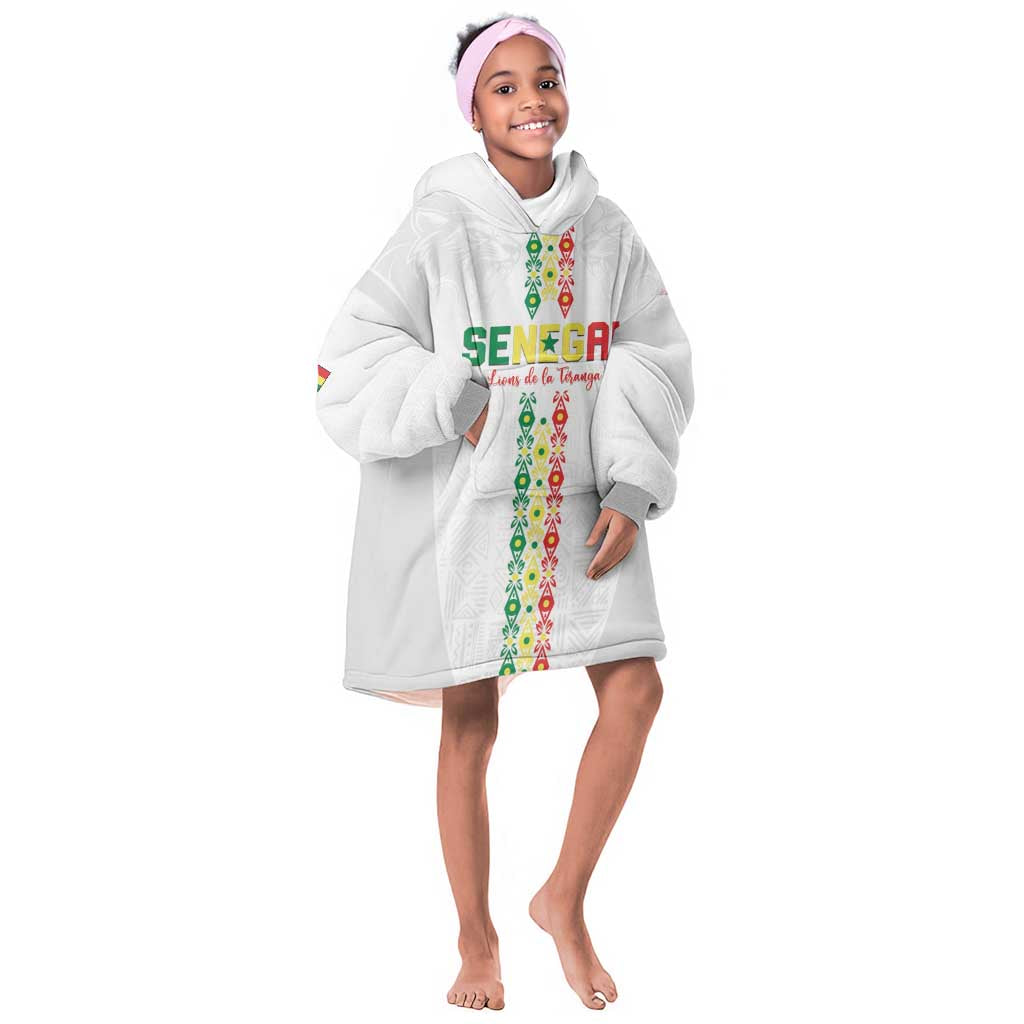 Custom Senegal Football Kid Wearable Blanket Hoodie Go Champions Lions de la Teranga - African Pride