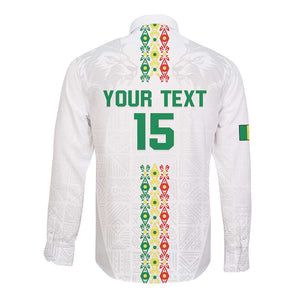 Custom Senegal Football Long Sleeve Button Shirt Go Champions Lions de la Teranga - African Pride
