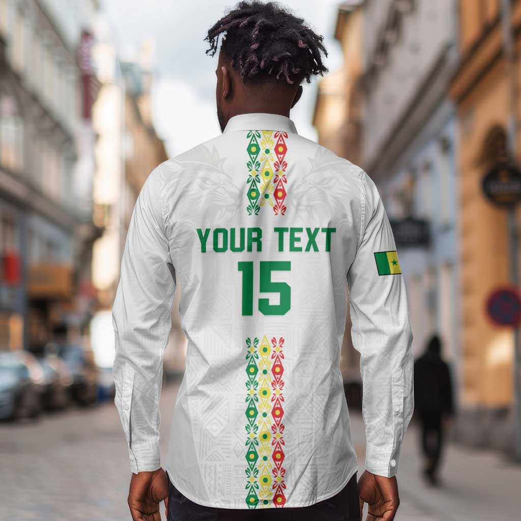 Custom Senegal Football Long Sleeve Button Shirt Go Champions Lions de la Teranga - African Pride