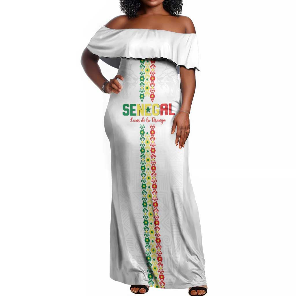 Custom Senegal Football Off Shoulder Maxi Dress Go Champions Lions de la Teranga - African Pride