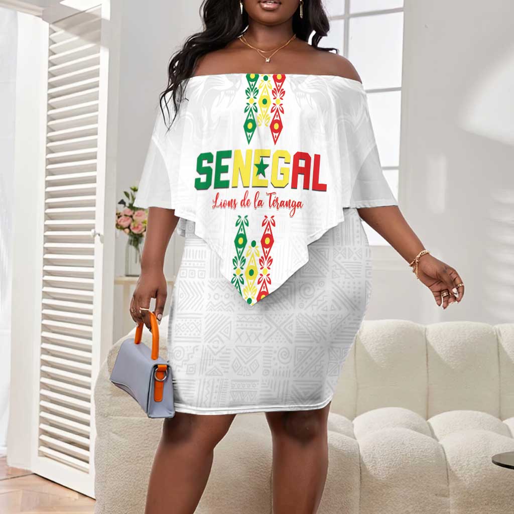 Custom Senegal Football Off Shoulder Short Dress Go Champions Lions de la Teranga - African Pride
