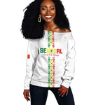 Custom Senegal Football Off Shoulder Sweater Go Champions Lions de la Teranga - African Pride