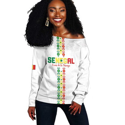 Custom Senegal Football Off Shoulder Sweater Go Champions Lions de la Teranga - African Pride