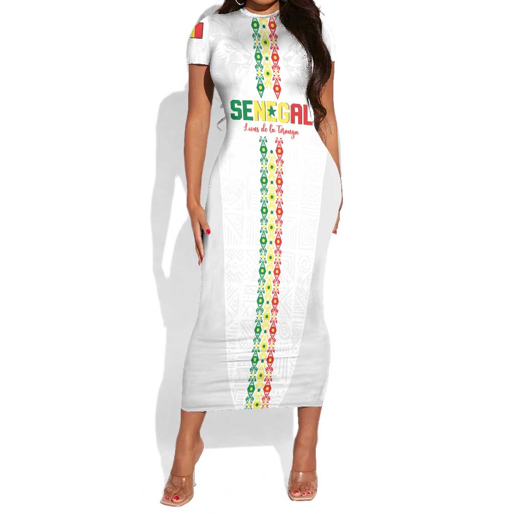 Custom Senegal Football Short Sleeve Bodycon Dress Go Champions Lions de la Teranga LT15