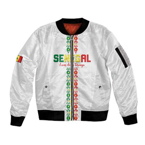 Custom Senegal Football Sleeve Zip Bomber Jacket Go Champions Lions de la Teranga - African Pride