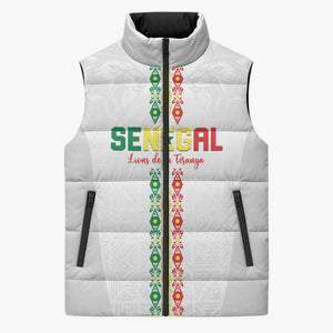Custom Senegal Football Sleeveless Puffer Jacket Go Champions Lions de la Teranga - African Pride