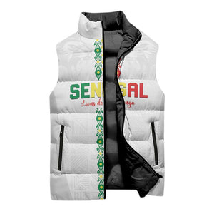 Custom Senegal Football Sleeveless Puffer Jacket Go Champions Lions de la Teranga - African Pride