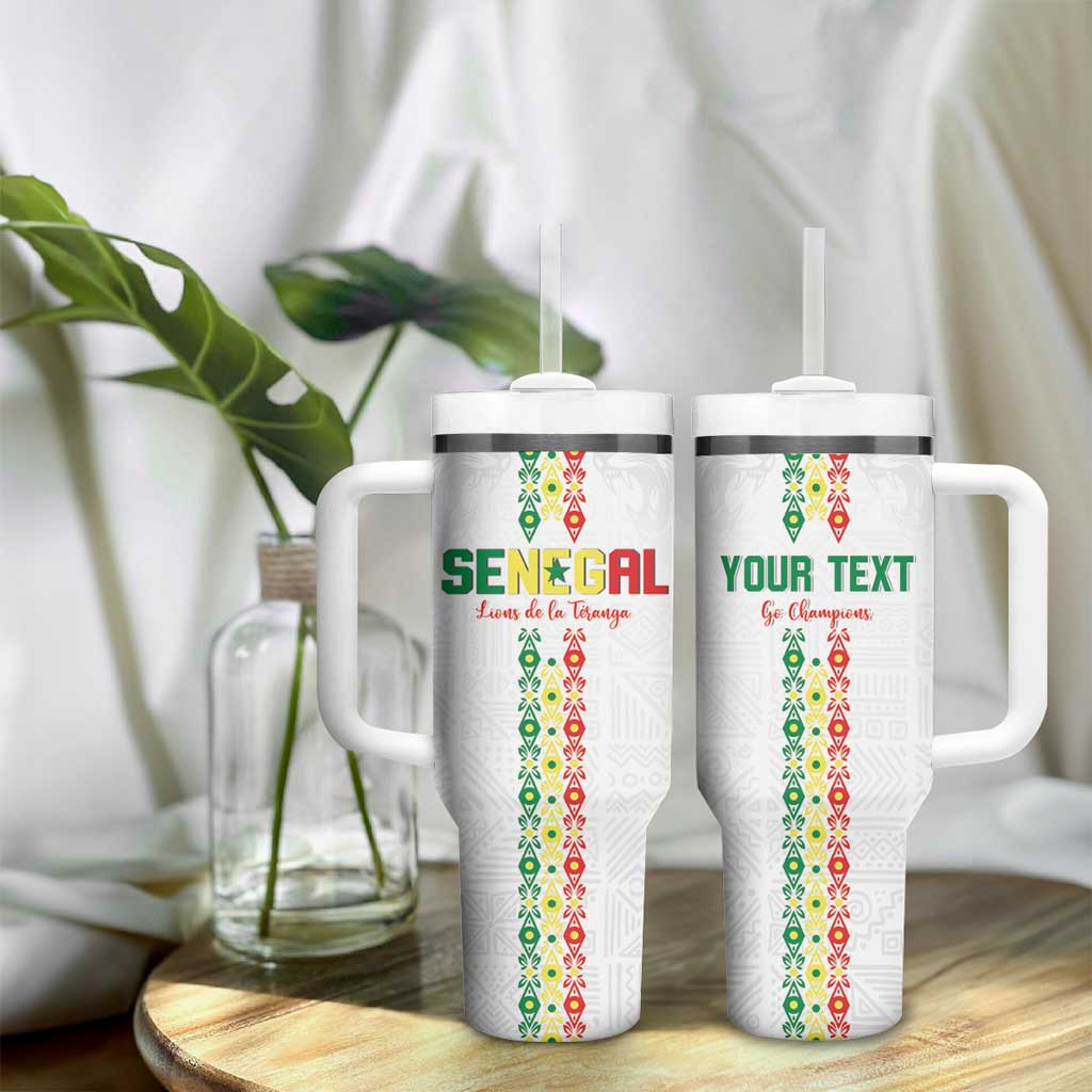 Custom Senegal Football Tumbler With Handle Go Champions Lions de la Teranga - African Pride