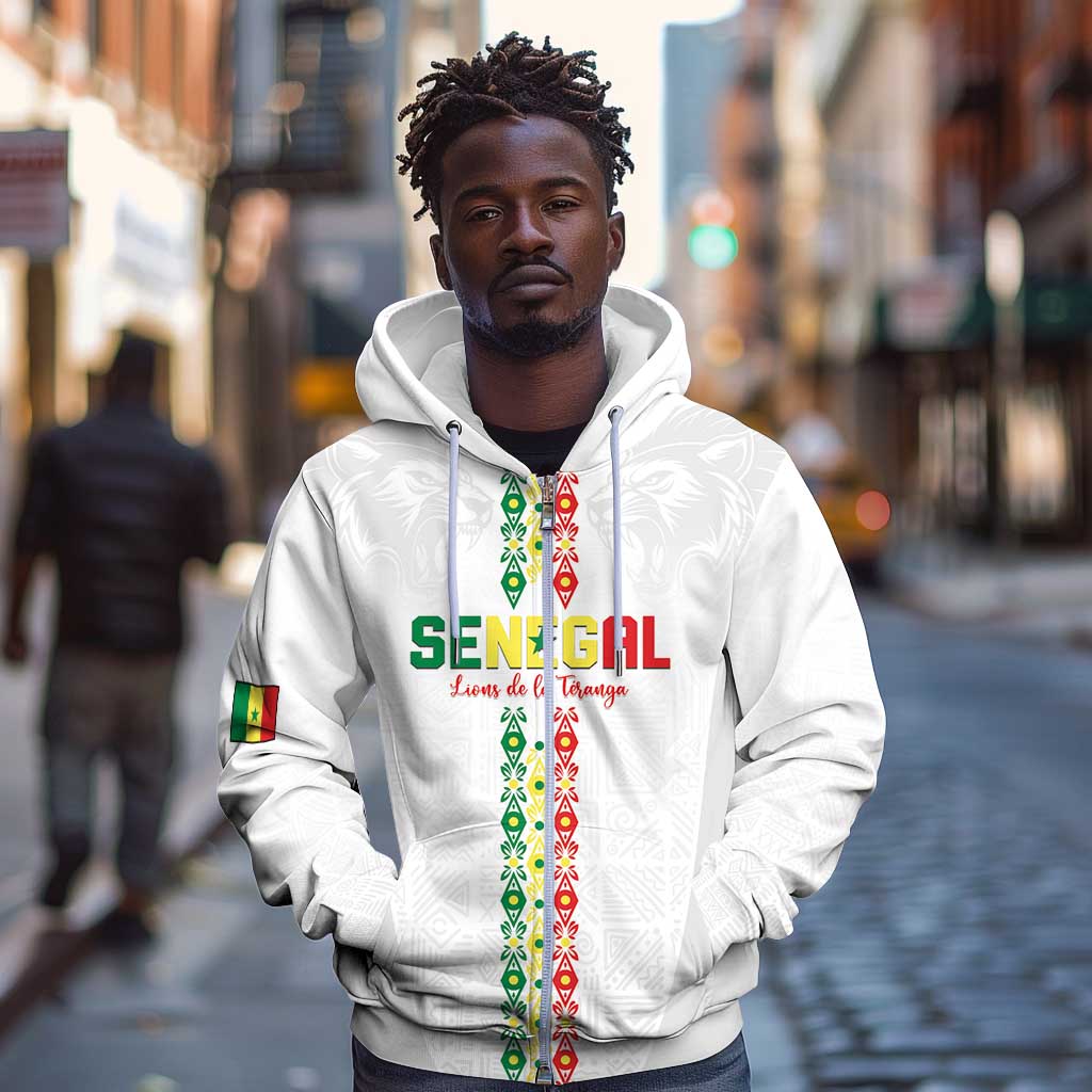 Custom Senegal Football Zip Hoodie Go Champions Lions de la Teranga - African Pride