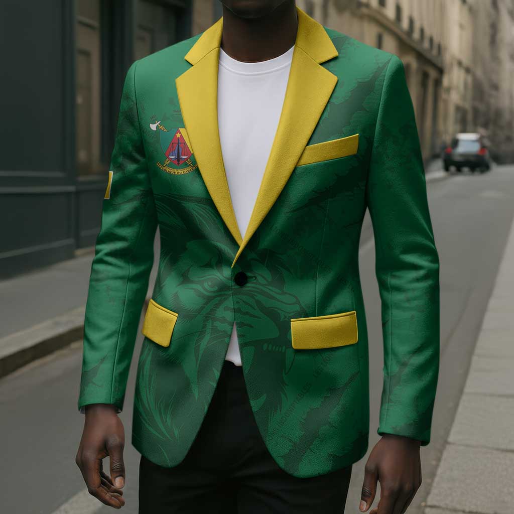 Custom Cameroon Football Blazer Go Les Lions Indomptables Go - African Pride