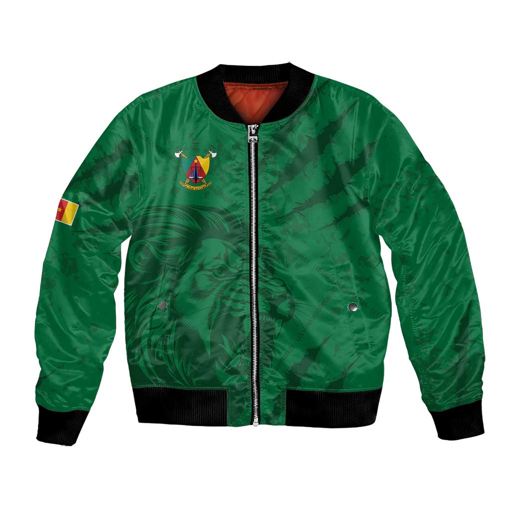 Custom Cameroon Football Bomber Jacket Go Les Lions Indomptables Go - African Pride