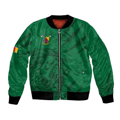 Custom Cameroon Football Bomber Jacket Go Les Lions Indomptables Go - African Pride