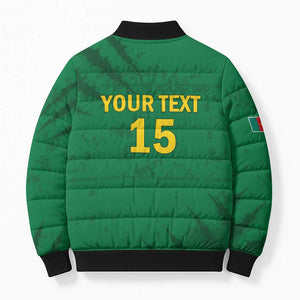 Custom Cameroon Football Bomber Puffer Jacket Go Les Lions Indomptables Go - African Pride