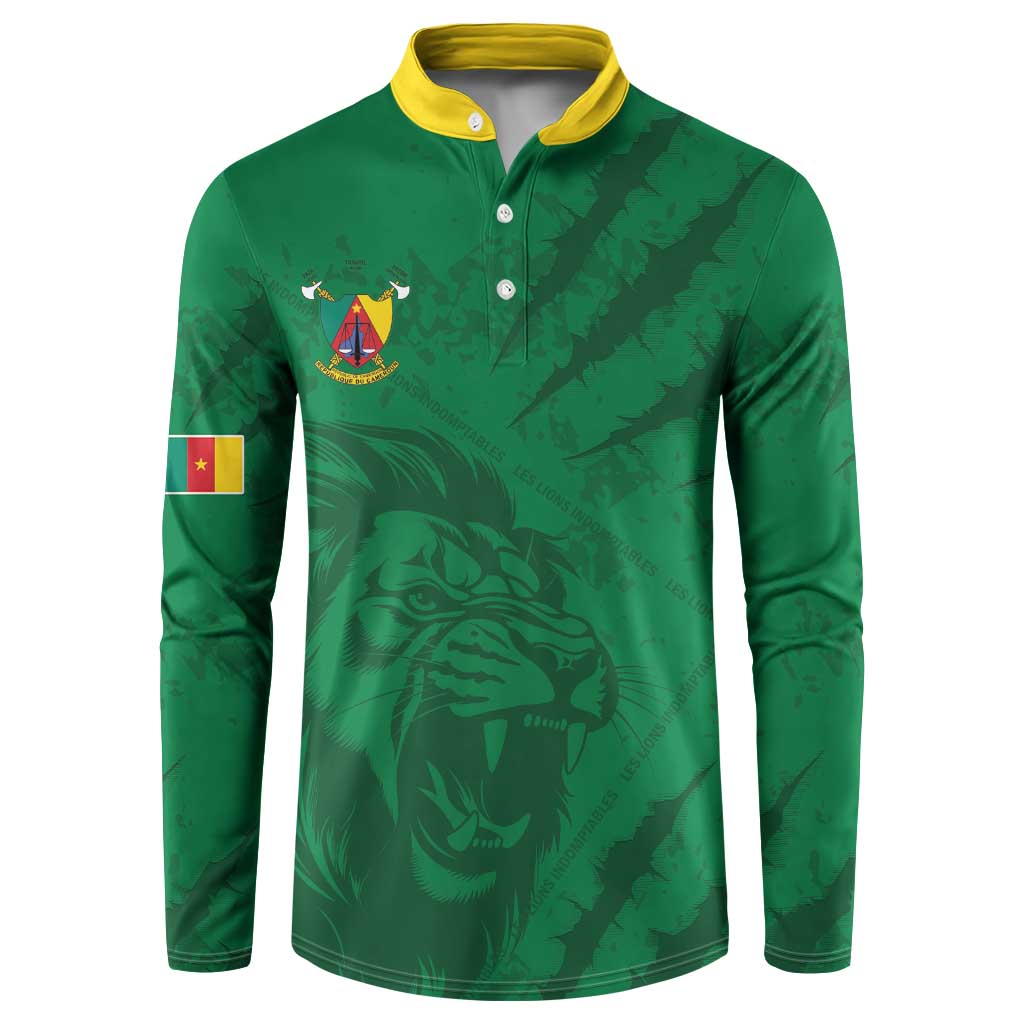 Custom Cameroon Football Button Sweatshirt Go Les Lions Indomptables Go