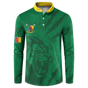 Custom Cameroon Football Button Sweatshirt Go Les Lions Indomptables Go