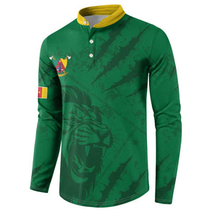 Custom Cameroon Football Button Sweatshirt Go Les Lions Indomptables Go