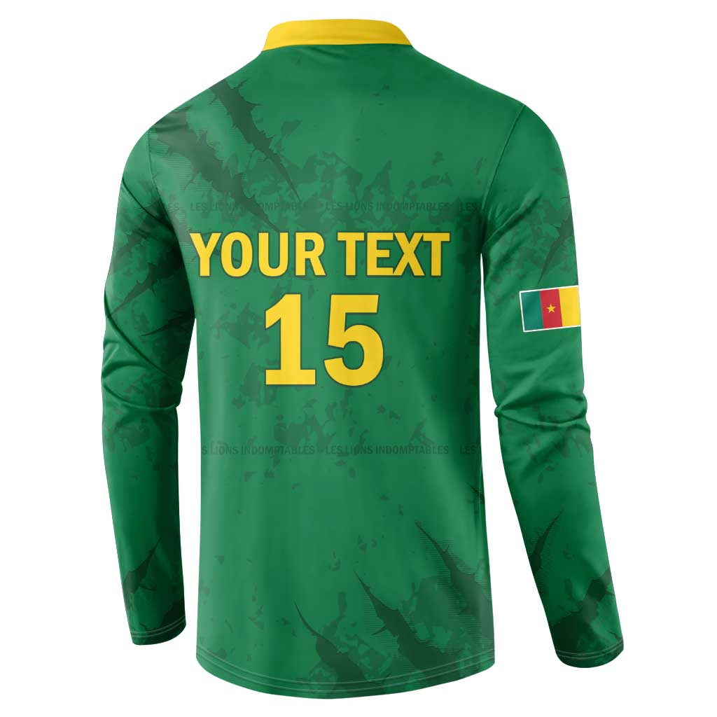 Custom Cameroon Football Button Sweatshirt Go Les Lions Indomptables Go