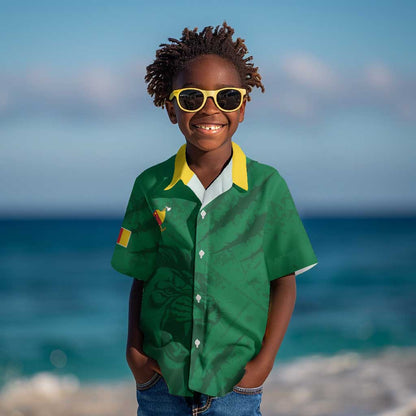 Custom Cameroon Football Kid Hawaiian Shirt Go Les Lions Indomptables Go LT15