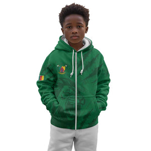 Custom Cameroon Football Kid Hoodie Go Les Lions Indomptables Go - African Pride