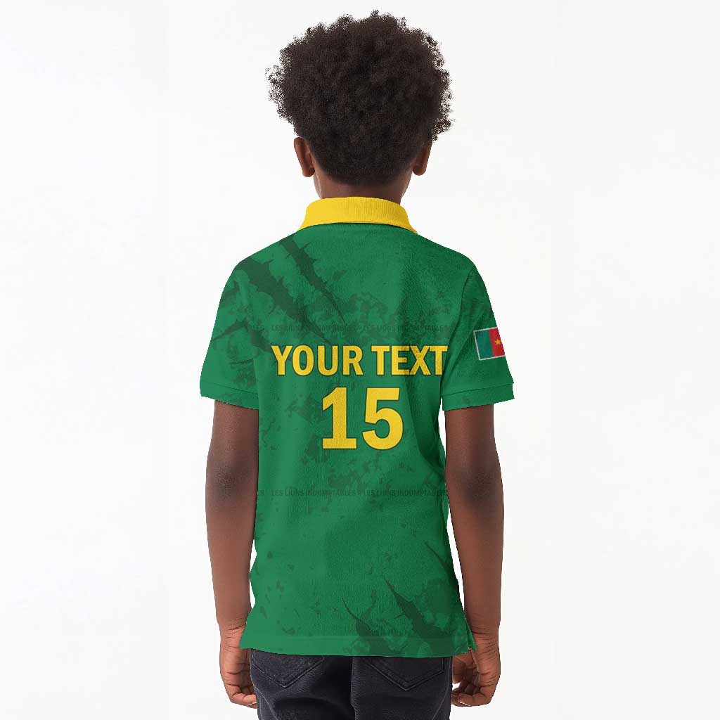 Custom Cameroon Football Kid Polo Shirt Go Les Lions Indomptables Go LT15