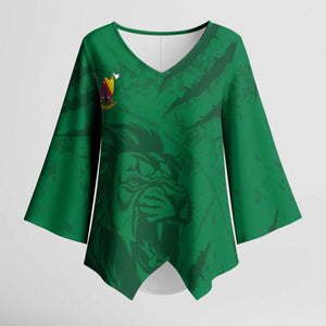 Custom Cameroon Football Kimono Sleeve Blouse Go Les Lions Indomptables Go - African Pride
