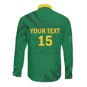 Custom Cameroon Football Long Sleeve Button Shirt Go Les Lions Indomptables Go - African Pride