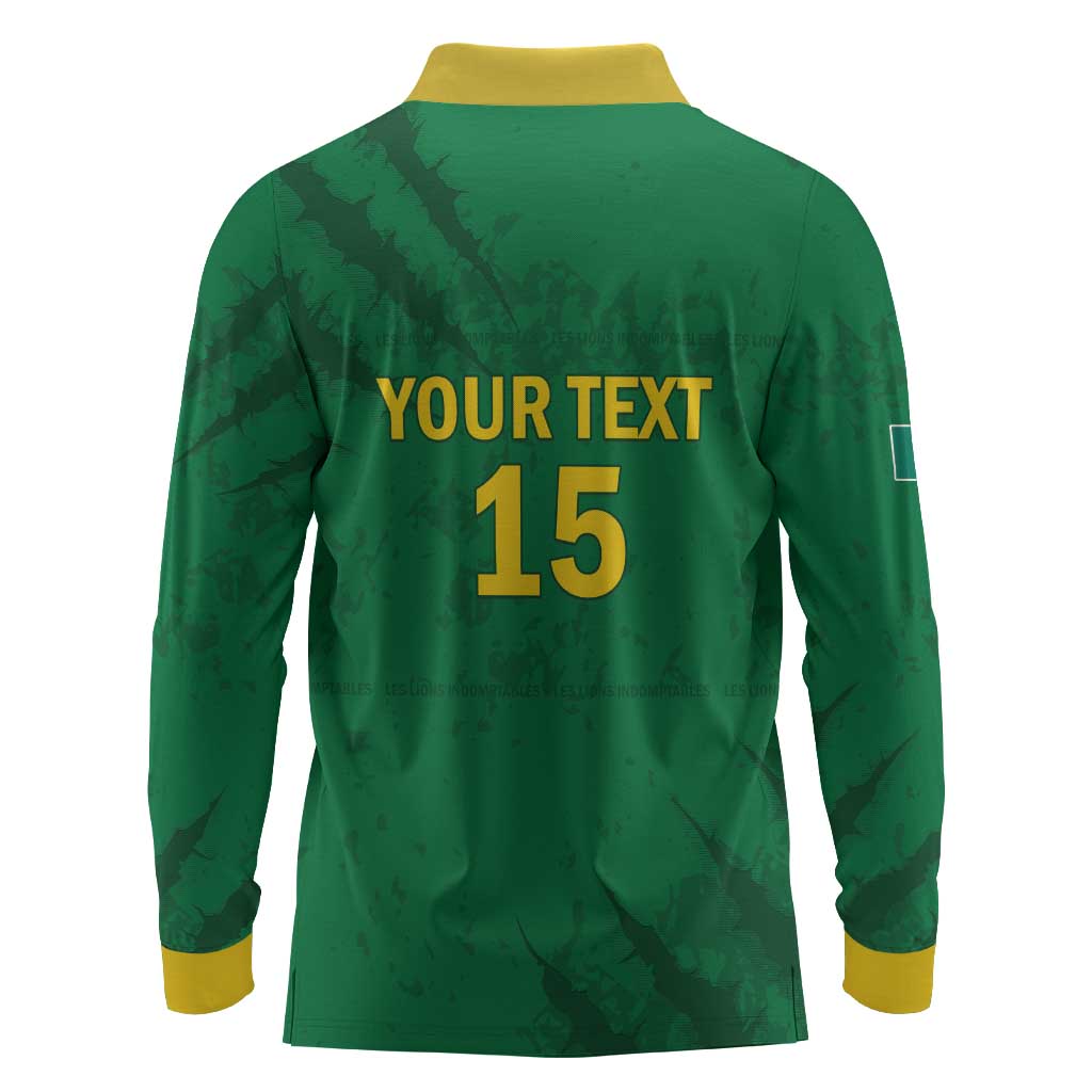 Custom Cameroon Football Long Sleeve Polo Shirt Go Les Lions Indomptables Go - African Pride