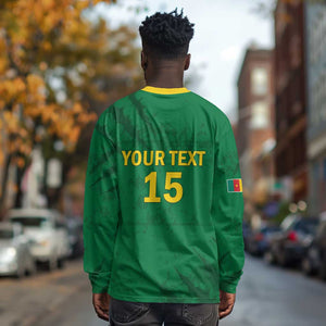 Custom Cameroon Football Long Sleeve Shirt Go Les Lions Indomptables Go - African Pride