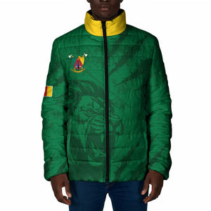 Custom Cameroon Football Padded Jacket Go Les Lions Indomptables Go - African Pride