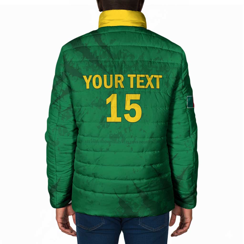 Custom Cameroon Football Padded Jacket Go Les Lions Indomptables Go - African Pride