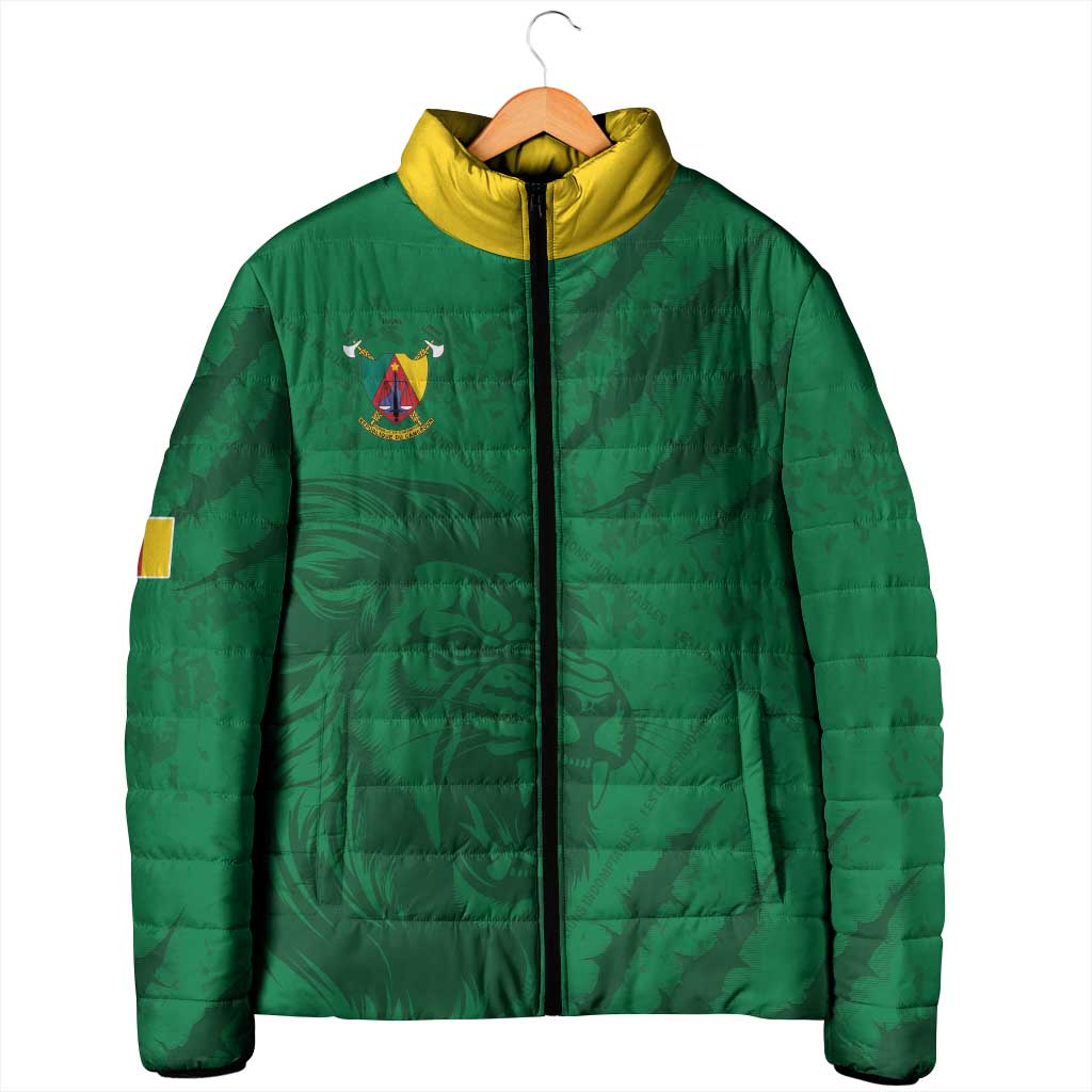 Custom Cameroon Football Padded Jacket Go Les Lions Indomptables Go - African Pride